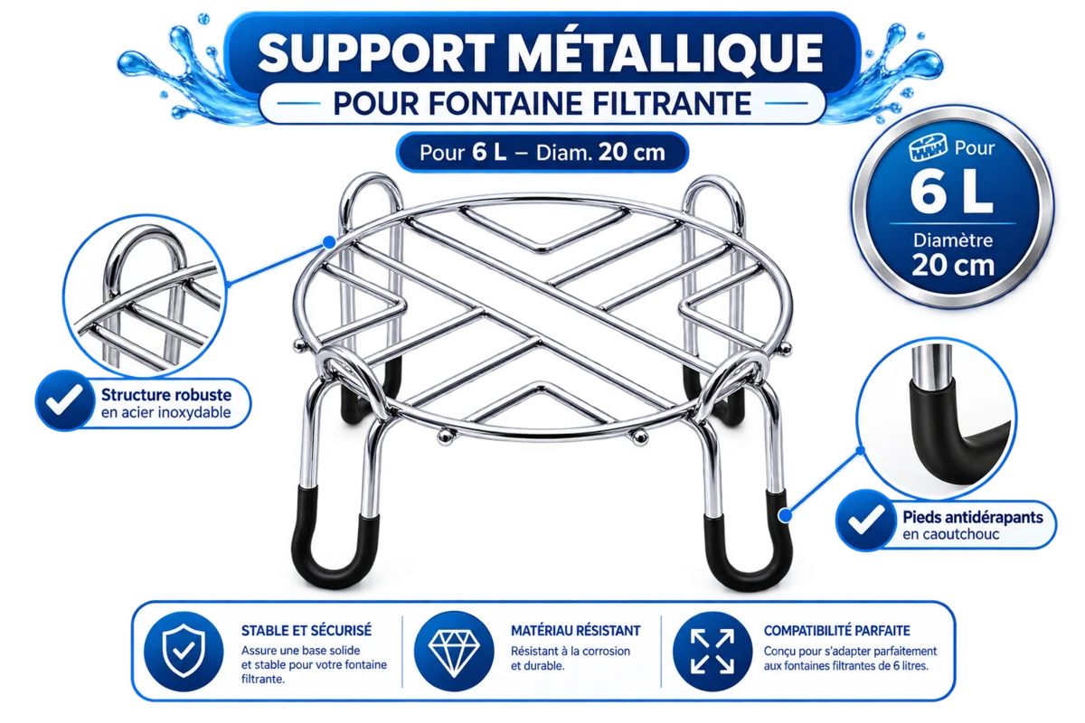Support métallique pour fontaine filtrante 6 litres