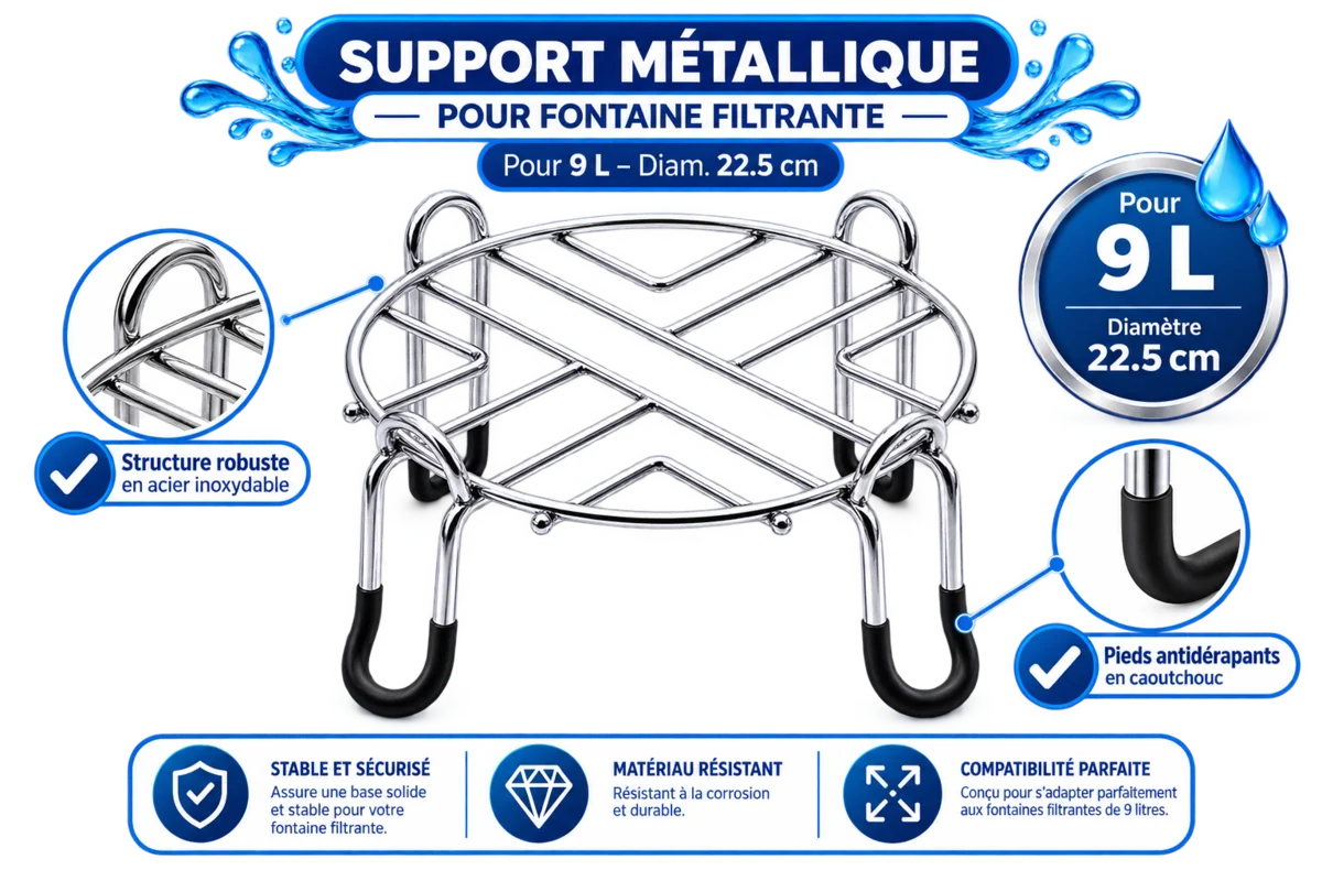 Support métallique pour fontaine filtrante 9 litres